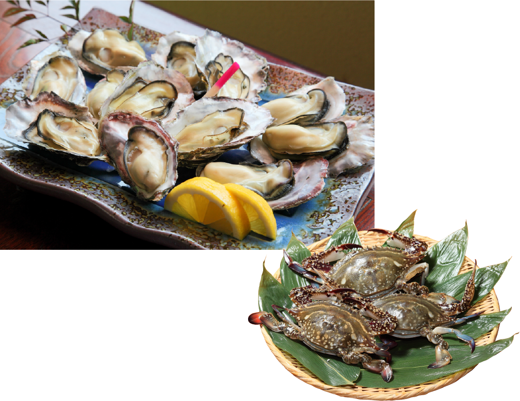 魚介（牡蠣、ガザミ）
