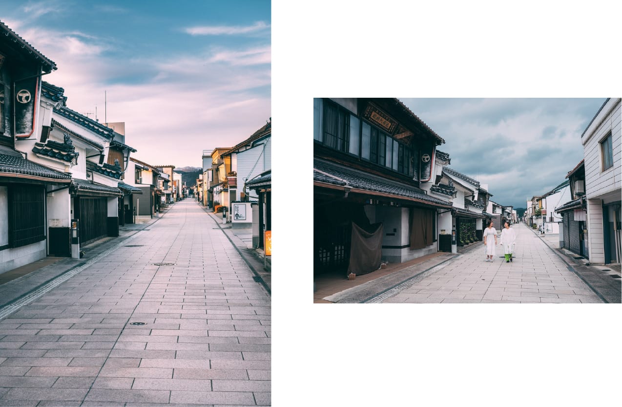 石畳の通りに江戸時代からの暮らしが息づく 卯建と石畳通り(みよし本通り商店街)