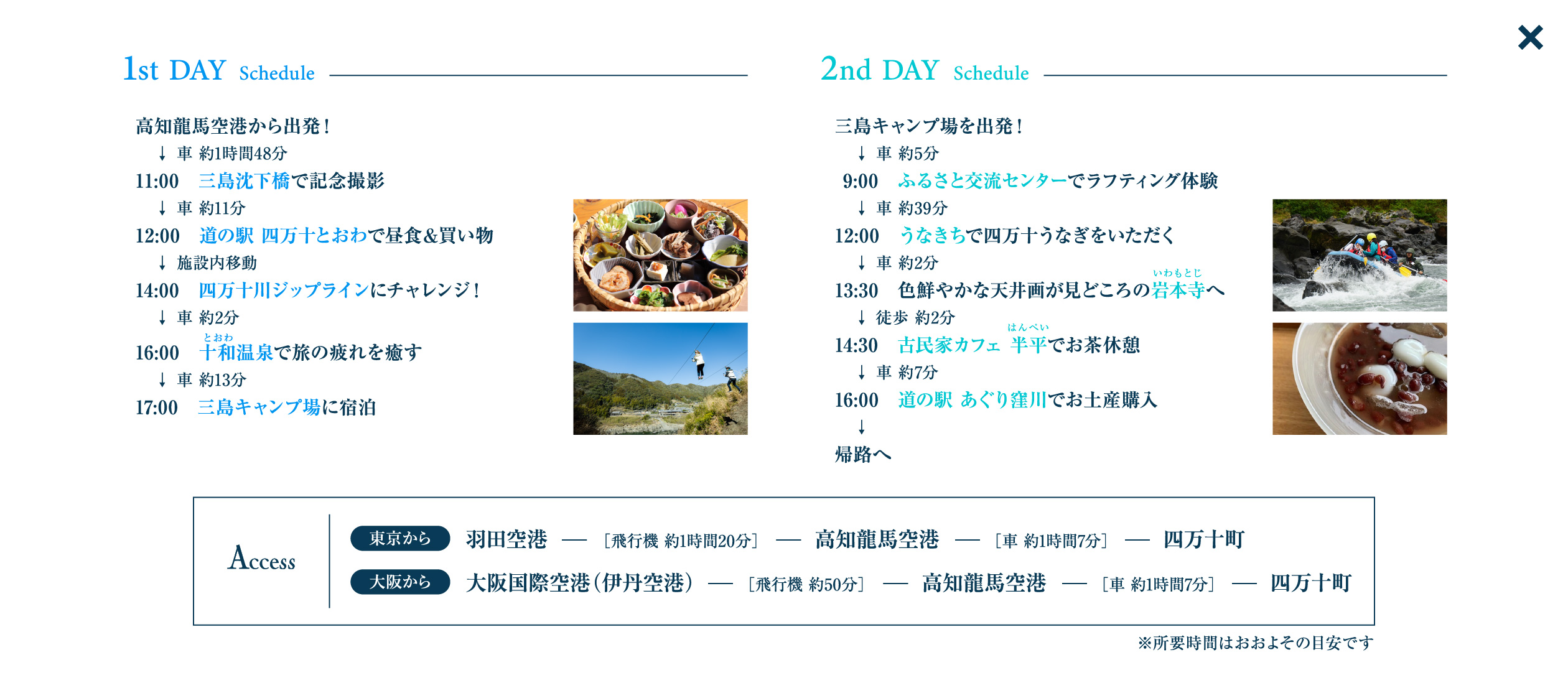 1泊2日でいく 高知県四万十町で最高の川旅 スケジュール