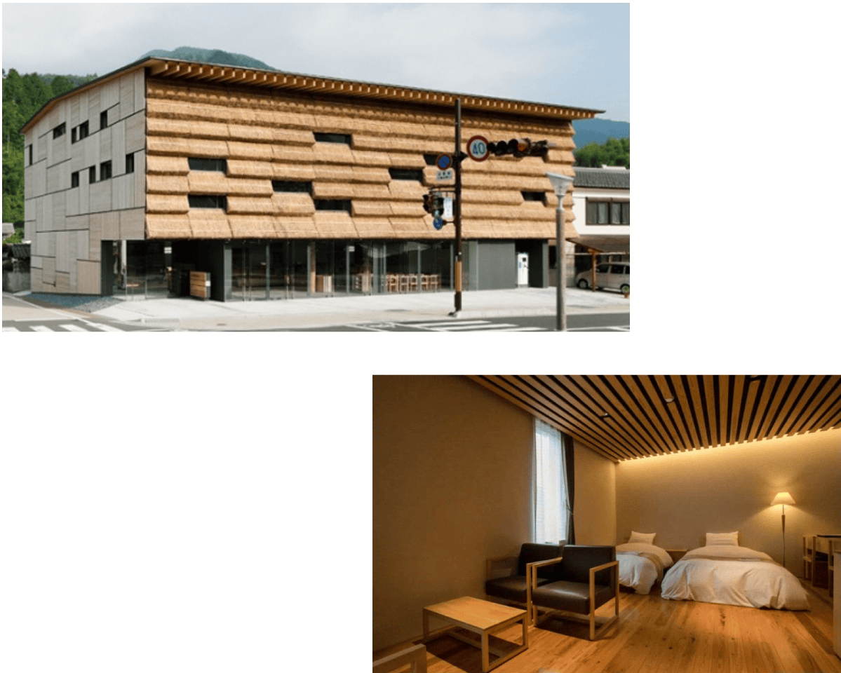 隈研吾氏が手がけた空間マルシェ・ユスハラに泊まる