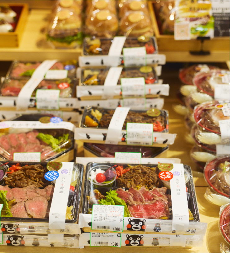 人気のあか牛を使ったお弁当は種類も豊富