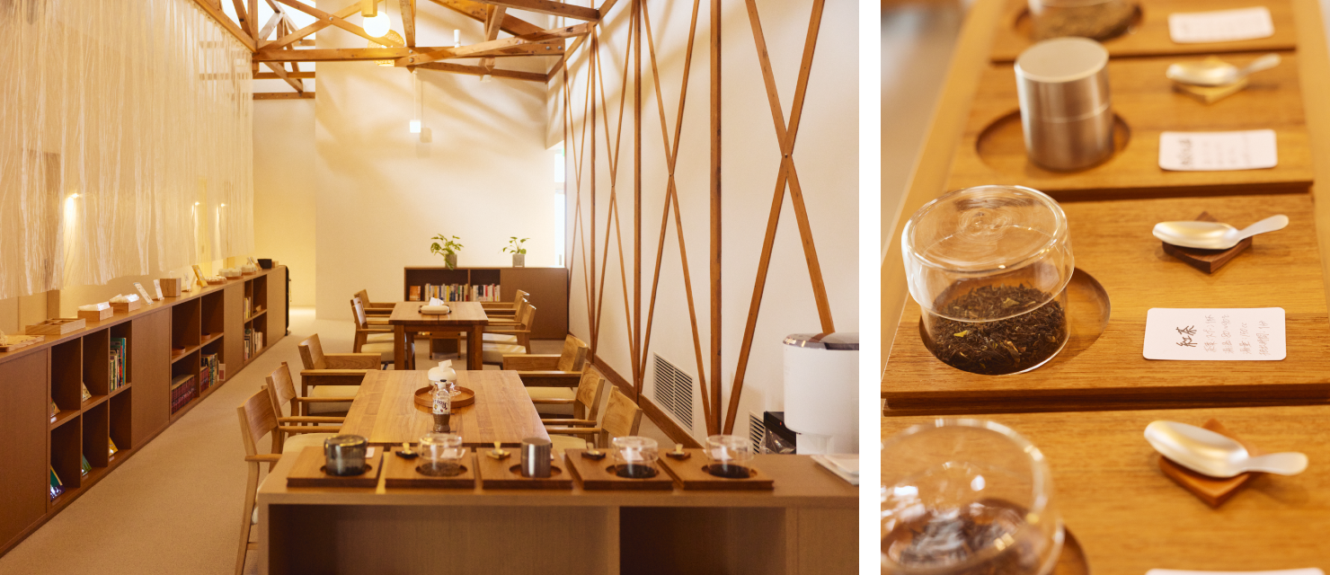 2階の宿泊者専用ラウンジではお茶や読書が楽しめる