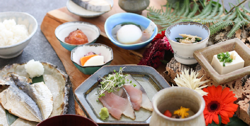淡路島の旬の食材をいかした料理。写真は朝食