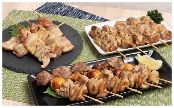 豊かな風土を体現した自慢のセット こな雪とんとんぶた串×北海道産親鶏のもつ串×北海道産とりもも串セット（5本入り各3パック）